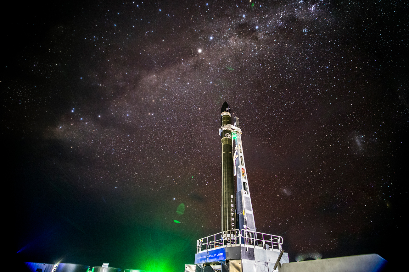 Rocket Lab Electron 'It's Business Time' on the pad at LC-1. Photo credit: Kieran Fanning